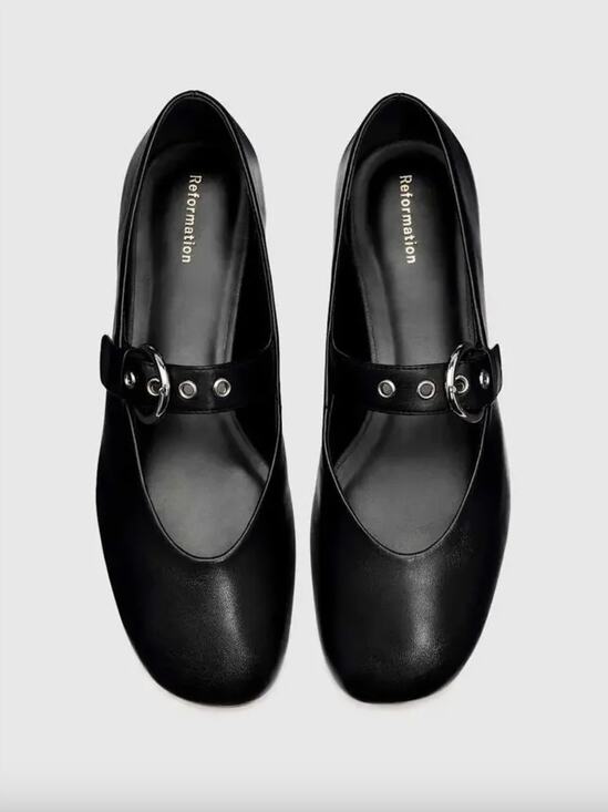 Reformation Shoes - Reformation | Bethany Flats in Black Leather Mary Janes 8